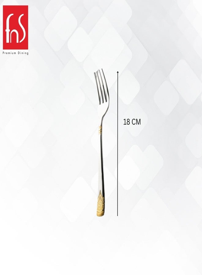 FnS August Premium Food Grade Stainless Steel 24 Karat Gold Plated Dinner Fork for Dessert, Snacks, Noodles and Fruit (Set of 6) - Image 3